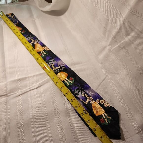 Steven Harris Mens Hula Dancer Hawaii Palm Tree Sunset Beach Tie Hand Made - Picture 10 of 14